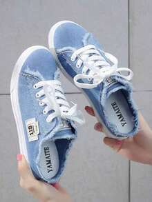 Women'S Casual Canvas Slip-On Flat Sneakers Loafer Shoes - Blue - View 5