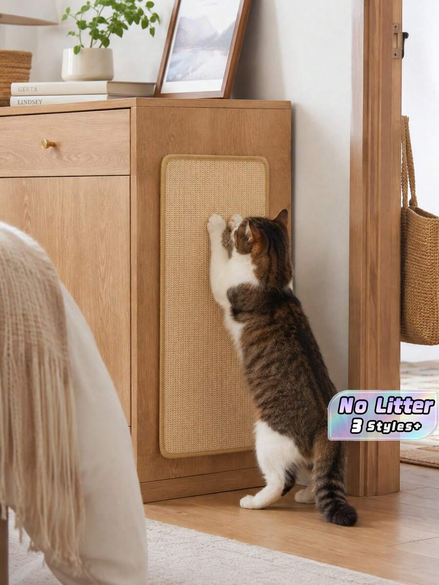 3 Styles Sisal Cat Scratching Mat, Anti‑Scratch Sofa Protector Cat Scratcher Pad, No Litter Durable Cat Claw Grinding Mat For Cat Scratch Post Replacement - Multicolor - View 1