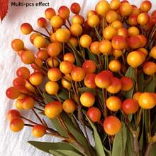 99/400Pcs Stems Artificial Flowers, Orange Red Berry Twigs, Hand-Twisted Floral Branches For DIY Crafts, Vase Arrangements, Autumn & Halloween Table Centerpieces, Party & Home Decor - Multicolor - View 7