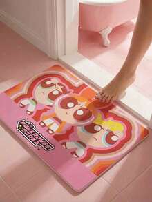 THE POWERPUFF GIRLS X Joivida 1pc Pet Food Mat, Pink Waterproof Placemat With Cute Cartoon Print, Washable And Reusable, Quick-Dry And Absorbent, Perfect For Indoor And Outdoor Feeding, Fun Home Accent And Gift For Pets - Red and pink. - View 2