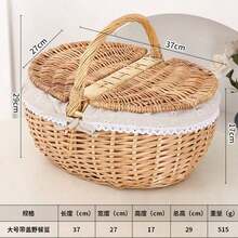 1 Piece Standard Size Natural Bamboo Picnic Basket, Handmade Woven Rustic Gift Basket With Cover And Portable Handles, Handwoven Rectangular Storage Basket For Outdoor Picnics, Parties, Barbecues, And Holiday Gifts - A - View 13