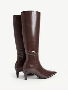 CUCCOO CHICEST Sexy Fashion Pointed Stiletto Casual Versatile Side Zipper Women's Brown Boots And Knee Boots Fall Boots - Coffee Brown - View 6