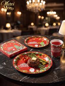 Muroi Mono 25/100 Pieces Of Disposable Party Supplies, Including Disposable Paper Plates, Napkins, Cups, Suitable For Dessert Service, Party Decorations, Various Events, And Gatherings, Including Christmas. - Style 5 - View 6
