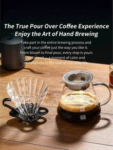 1-Piece Set Of Hand Drip Coffee Brewing Equipment - With Glass Filter And Coffee Pot, With Wooden Stand, Professional Coffee Brewing Set, Suitable For Home/Office/Gift (Including Glass Filter And Heat-Resistant Base). - V60 coffee filter cup, hand brewer - View 8