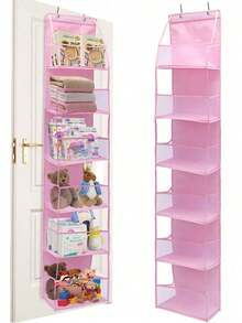 1pc 6-Layer Over-The-Door Hanging Storage Bag, Wall-Mounted Cosmetic Organizer Bag, Large Capacity Mesh With Transparent Pockets Hanging Storage Bag, Suitable For Kitchen, Bathroom, Closet, Bedroom, Dorm, Diaper, Toys, - Multicolor - View 5