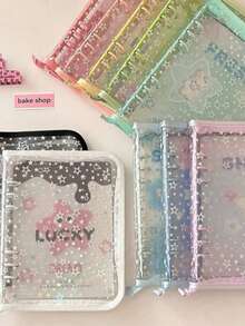 1个时尚星空印花6孔A5 PVC拉链活页夹，可用于存放偶像照片卡片和收藏品，适合返校季和学习用品 - 彩色 - 查看 14