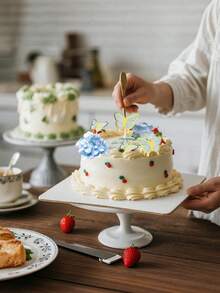 19 Buah Hiasan Kue Kupu-kupu dan Mawar Biru – Dekorasi Bunga Selamat Ulang Tahun, Tusuk Kue Kupu-kupu & Bunga 3D untuk Pesta Anak Perempuan - Beraneka warna - View 6