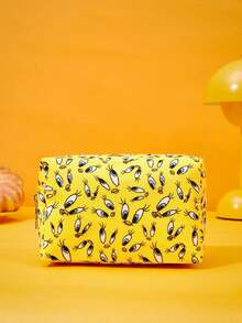 LOONEY TUNES X POKOJA LAND Cartoon Yellow Bird Pattern Makeup Bag Portable Zipper Cosmetic Storage Pouch Travel Wash Bag - Yellow - View 4