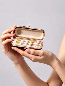 1PC Portable Mini Travel Jewelry Box Compact Earring Storage Case Small Velvet Organizer Pouch For Necklace Ring Bracelet Home Office Travel Carry On Gift - Multicolor - View 10