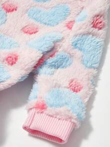 PETSIN 1pc Pet Dog Cat Fleece Jumpsuit With Heart Print, Warm Outfit - Multicolor - View 6