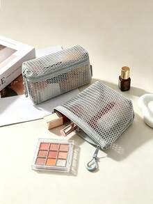 Haus Hana Multifunctional Transparent Mesh Storage Bag, Portable Handheld Cosmetic Makeup Pouch, Divider Pouch For Documents Digital Accessories - Multicolor - View 4
