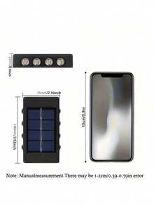 Teckwe 1件 4LED/6LED/8LED 太陽能上下照日光壁燈，戶外防水LED階梯燈，現代裝飾壁燈，適用於戶外庭院、花園、草坪、露台、中庭、圍欄、車道、小徑裝飾燈，萬聖節、聖誕節、感恩節禮物（配備600mAh電池） - Long Wall Lamp - 查看 11