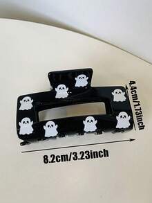 1cp Halloween Ghost Print Hair Clips Holiday Outfit Accessory Theme Event Souvenir Party Costume Cosplay Decor Fun Halloween Gift - A - View 3