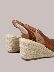 Styleloop Ladies, Rubber Band Cross Strap, Straw Rope, Sandals, High Heels. Fall Shoes - Brown - View 9