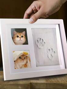 1Pc Universal Size Non Ink Clean Touch Non Marking Reusable Mess Free Pet Paw Print Hand And Foot Print Dog Nose Print Set With Photo Frame White Clear Imprint Multicolor Design Pet Souvenir For Pet Lovers Pet Enthusiasts For Memorial Keepsake - 1 set - View 9