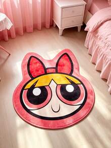 THE POWERPUFF GIRLS X SHEIN 1件裝 LOGO裝飾地毯 - 紅色 - 查看 1