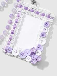 ROMWE Anime 1 Unique And Sweet High-End Multi-Color Fine-Glitter Beaded Guitar Love Note Lace Star Button DIY Keychain Bag Pendant, Suitable For Girls To Wear - Multicolor - View 8