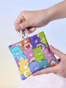 SHEIN X Care Bears Cute Bear Print Snap Storage Pouch, Auto Spring Open, For Earphones, Data Cables & Small Gadgets, Compact Portable For Travel Daily Use - Multicolor - View 2