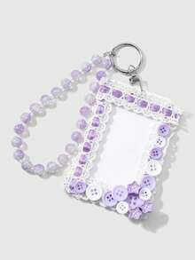 ROMWE Anime 1 Unique And Sweet High-End Multi-Color Fine-Glitter Beaded Guitar Love Note Lace Star Button DIY Keychain Bag Pendant, Suitable For Girls To Wear - Multicolor - View 6