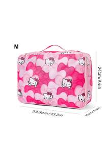 HELLO KITTY AND FRIENDS | SHEIN Cute Pink Zipper Travel Clothing Pouches With Cartoon Prints, Single/Set Options. Spacious Interior To Store Garments And Underwears For Trips - Pink rose red white - View 9