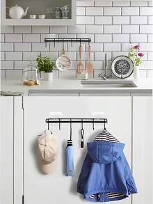 Haus Hana 1/2件組廚房牆掛鉤,每件含6個掛鉤,免鑽孔自黏式掛架,適用於鍋鏟、量匙,浴室臥室衣櫥露營車廚房的省空間收納整理架 - 彩色 - 查看 8