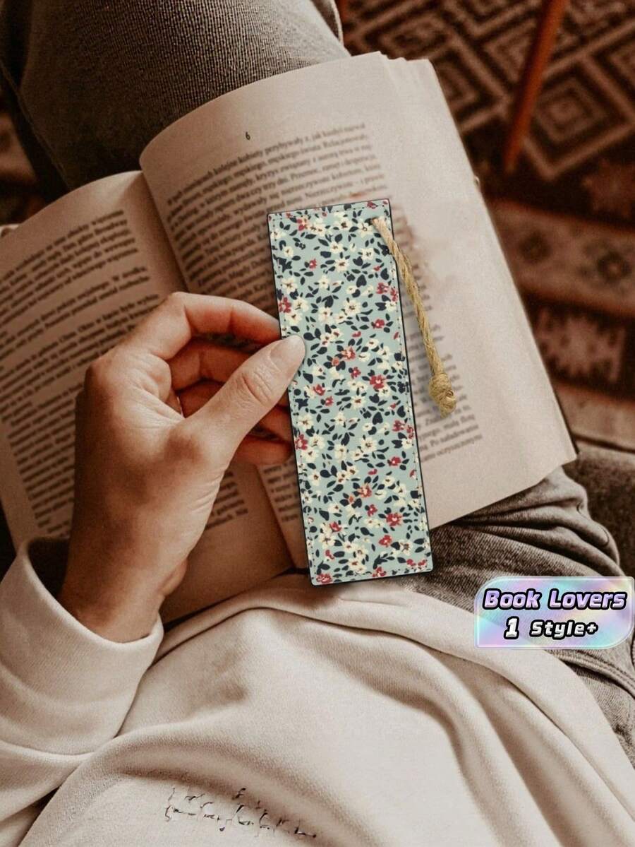 1PC PU Leather Hemp Rope Tassel Vintage Floral Print Bookmark Page Marker For Book Lovers Students Teachers Reading Gift Friends Office School Stationery Supplies Retro Aesthetic Reading Accessory - multicolor - View 1