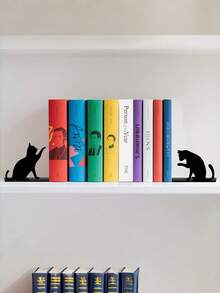 2PCS Metal Bookends Sturdy Nonslip Durable Decorative Bookshelf Supports Home Office Organizers Modern Study Art Decor Shelf Stands Non Scratch Base Gift For Readers Book Lovers Students Teachers Christmas Housewarming Trending - A - View 4