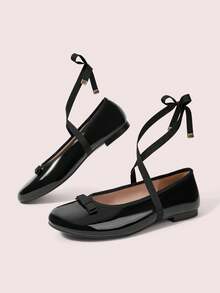 CUCCOO DOLLMOD Women's Flats, Round Toe Ballet Flats, Comfortable Slip-On, Fashionable, Versatile, Bow Decoration, Mary Jane Flats, Casual, Commuter, Work Shoes - Black - View 4
