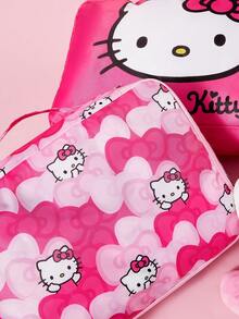 HELLO KITTY AND FRIENDS | SHEIN Cute Pink Zipper Travel Clothing Pouches With Cartoon Prints, Single/Set Options. Spacious Interior To Store Garments And Underwears For Trips - Pink rose red white - View 5