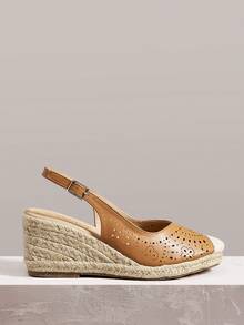 Styleloop Ladies, Rubber Band Cross Strap, Straw Rope, Sandals, High Heels. Fall Shoes - Burnt Orange - View 1