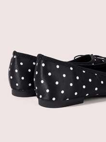 CUCCOO DOLLMOD Bow Round Toe Flat Bottom Satin Low Vamp Shoes Retro Commuter Dating Daily Wear - Black 1 - View 6