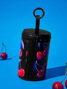 PEPSI X SHEIN Retro Fruit Drink Mini PU Cylinder Wallet With Metal Clasp. Stores Cash And Cables, Portable Hanging Purse For Workers Commutes & Short Travels - Blue - View 2