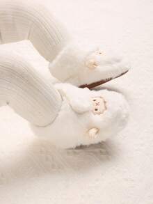 SHEIN Winter Soft-Soled Baby Shoes, Warm And Non-Slip, Suitable For 3-6-12 Months Baby Toddler Boots - White - View 2