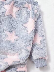 PETSIN 1pc Pink Pentagram Printed Pet Jumpsuit Gray Autumn And Winter Plush Warm And Comfortable Pet Warm Clothes - Multicolor - View 10