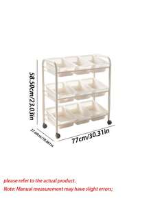 Mobile Storage Trolley With Angled Open Bins, Multi-Functional Hardware Tool Sorting Shelf. Suitable For Storing Toys, Snacks And Sundries; Multi-Layer Storage Rack With Universal Casters For Workshop And Household Material Organization. - Multicolor - View 2