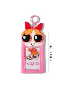 THE POWERPUFF GIRLS X SHEIN Pink Animation Card Bag, Three-Dimensional Hair Shape, Suitable For Putting Idou Small Cards, Work Cards, Campus Cards, Transportation Cards, Etc., Transparent PVC Window Design, Can Be Hung On The Bag - Powerpuff Girls - View 5