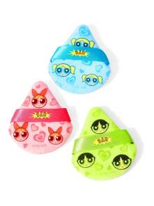 THE POWERPUFF GIRLS X SHEIN 6入組 Powerpuff Girls 印花鬆散粉撲 超柔軟化妝海綿 臉部乾粉混合用 定妝用 - 彩色 - 查看 6