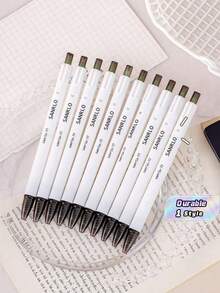 Fresh Elegant Jasmine White Tea Style Quick Dry Retractable Pens, Aesthetic Minimalist Black Ink Signature Pens, Perfect For Students, Wholesale Available - multicolor - View 1