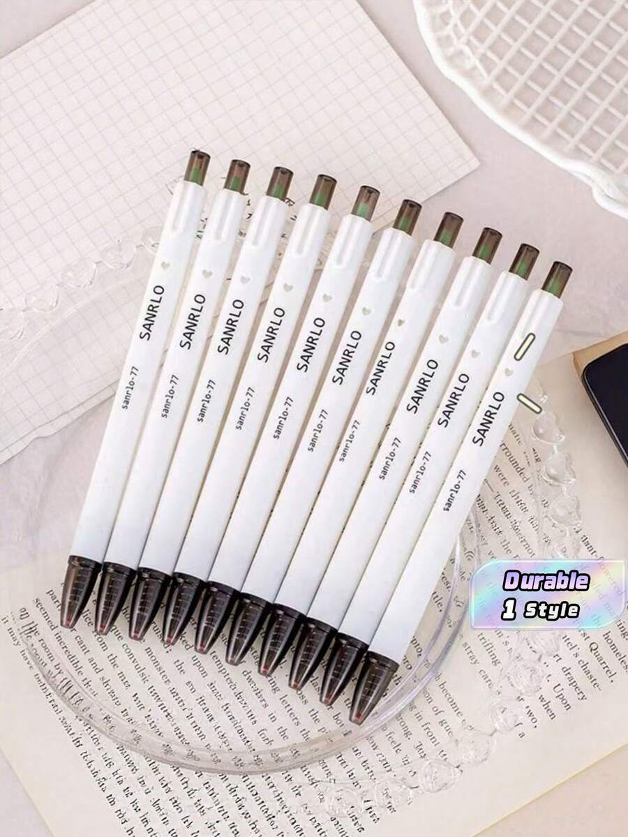 Fresh Elegant Jasmine White Tea Style Quick Dry Retractable Pens, Aesthetic Minimalist Black Ink Signature Pens, Perfect For Students, Wholesale Available - multicolor - View 1