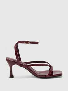 CUCCOO BIZCHIC Women's Spring/Summer New Burgundy Ankle Strap Thin Strap High Heel Sandals, Fashionable Comfortable Versatile Sexy Thong Sandals - Burgundy - View 2
