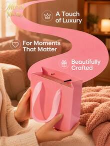 Muroi Mono 1/5/10 Packs Matte Pink Paper Gift Bags With Soft Satin Handheld Handles, 5.5*5.9 Inch Reinforced Bottom Stand-Up Square Pouches, Minimalist Luxury Packaging Bag For Birthday Wedding Holiday Gift Wrapping - Pink - View 2