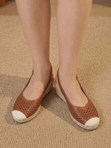 Styleloop Ladies, Rubber Band Cross Strap, Straw Rope, Sandals, High Heels. Fall Shoes - Brown - View 8