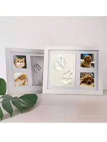 1Pc Universal Size Non Ink Clean Touch Non Marking Reusable Mess Free Pet Paw Print Hand And Foot Print Dog Nose Print Set With Photo Frame White Clear Imprint Multicolor Design Pet Souvenir For Pet Lovers Pet Enthusiasts For Memorial Keepsake - 1 set - View 3