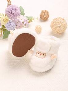 SHEIN Winter Soft-Soled Baby Shoes, Warm And Non-Slip, Suitable For 3-6-12 Months Baby Toddler Boots - White - View 7
