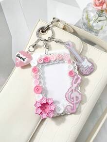ROMWE Anime 1 Unique And Sweet High-End Multi-Color Fine-Glitter Beaded Guitar Love Note Lace Star Button DIY Keychain Bag Pendant, Suitable For Girls To Wear - Multicolor - View 13
