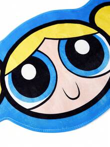 THE POWERPUFF GIRLS X SHEIN 1件裝 LOGO裝飾地毯 - 藍色 - 查看 4