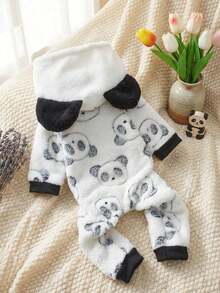 PETSIN 1pc Panda Head Print Cosplay Pet Jumpsuit Autumn And Winter Thick Warm Flannel Pet Clothing - Multicolor - View 8