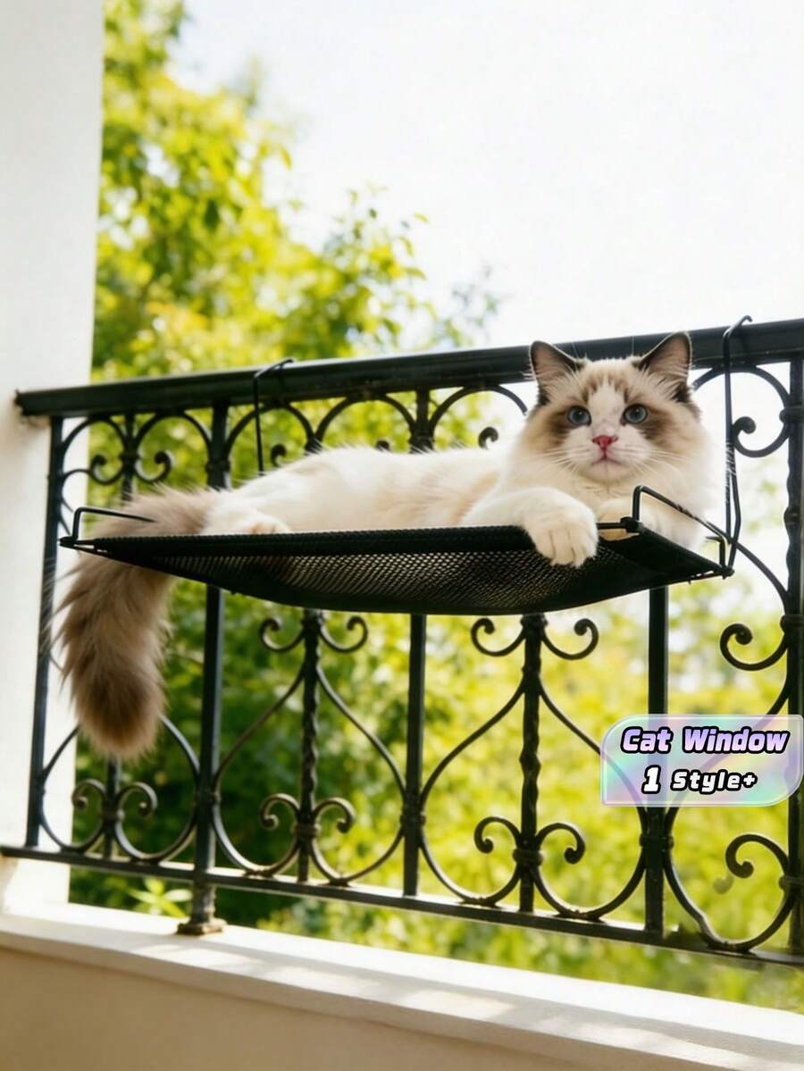 1pc Portable Cat Window Perch Hammock – Space-Saving Hanging Cat Bed With Sturdy Frame, Removable Washable Cover, Strong Suction Cups, For Small Dogs & Cats, Gift For Pet Lovers - one-size - View 1