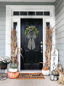 1 2 Packs Boxwood Wreath Belt Decor Black And White Striped Ribbon For Front Door Porch Hanging Farmhouse Style Home Decoration - D - View 5
