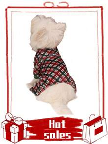 PETSIN 1pc Christmas Style Pet Fleece Pet Jumpsuit, Soft, Comfortable, Warm, And Anti Shedding Pet Clothing - Multicolor - View 6